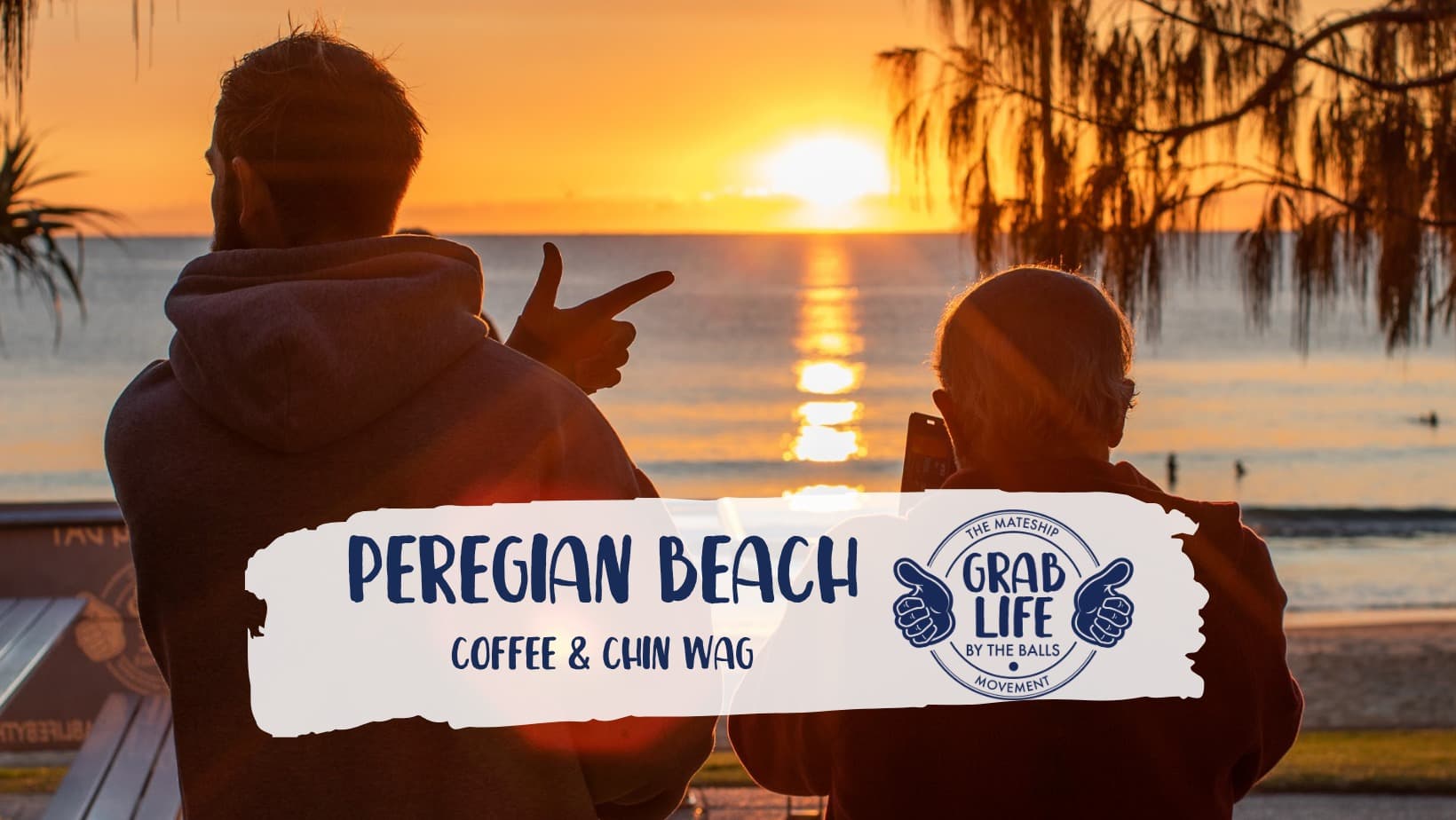 Ist möglicherweise ein Bild von eine oder mehrere Personen, Wasser, Ozean, Horizont, Strand und Text „PEREGIAN BEACH COFFEE & CHIN WAG THEMATESHIP THE MATESHIP GRAB LIFE BY THEB BALLS MOVEMENT“