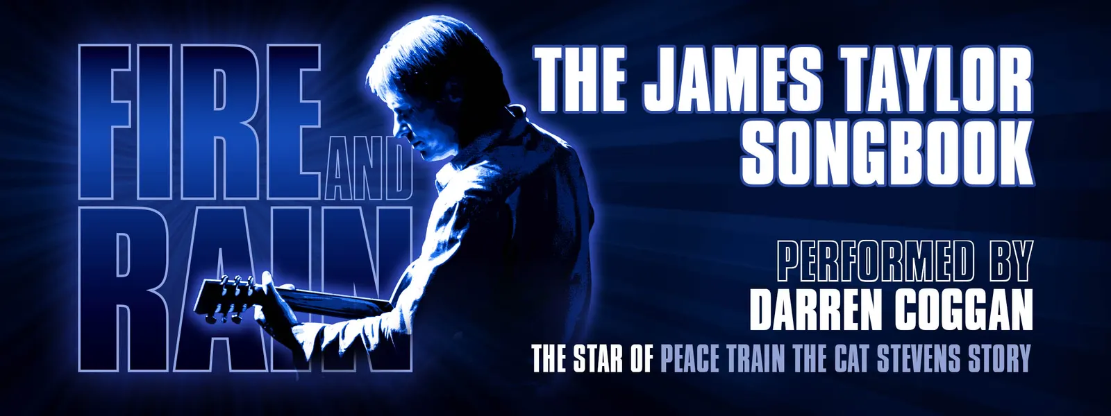 Ist möglicherweise ein Bild von Feuer und Text „THE JAMES TAYLOR SONGBOOK FIRE RAW pe PERFORMED BY DARREN COGGAN THE STAR OF PEAC TRAIN THE CAT STEVENS STORY“