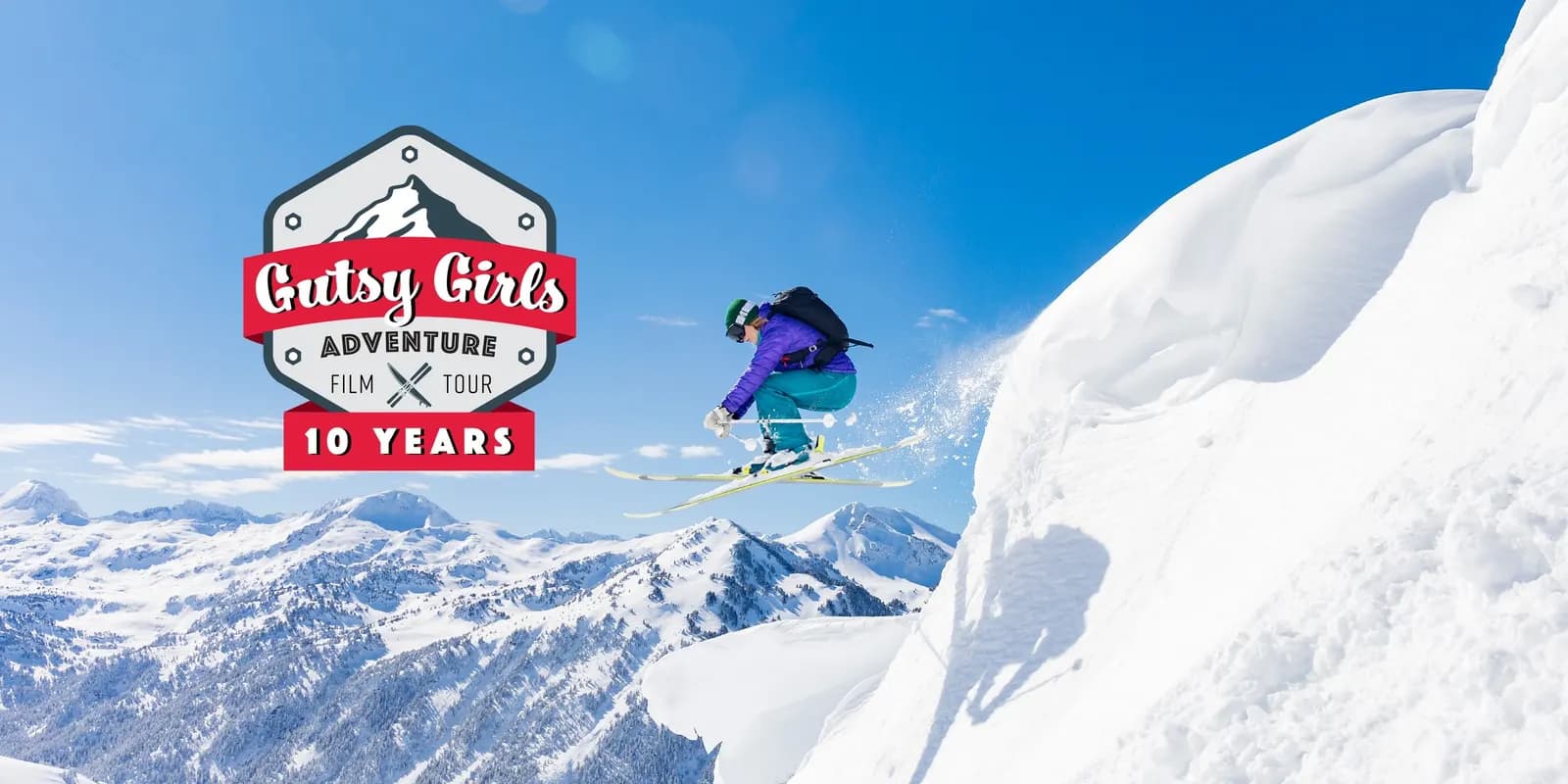 Ist möglicherweise ein Bild von Skihang und Text „Gutsy Girls ADVENTURE AN 10 YEARS“